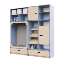 Детская стенка с местом для хранения и прямоугольной зоной отдыха из коллекции «НЕГА» (цвет голубой) - «globural.ru» - Казань