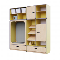 Детская стенка с местом для хранения и прямоугольной зоной отдыха из коллекции «НЕГА» (цвет желтый) - «globural.ru» - Казань