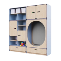 Детская стенка с местом для хранения и овальной зоной отдыха из коллекции «НЕГА» (цвет голубой) - «globural.ru» - Казань