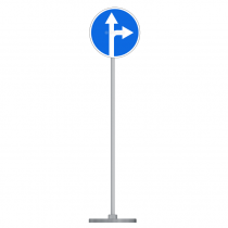 Знак дорожный " Движение прямо или направо" 4.1.4  типоразмер 40 на стойке с основанием 3кг - «globural.ru» - Казань